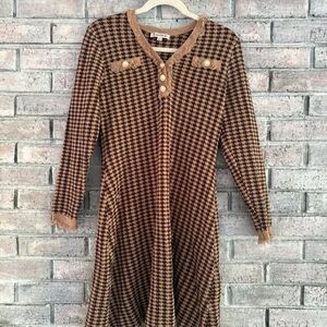 Nanette Lepore Houndstooth Knit Dress Size Large – Chic & Cozy
